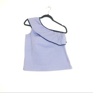 J Crew Factory One Shoulder Striped Tank Size 2